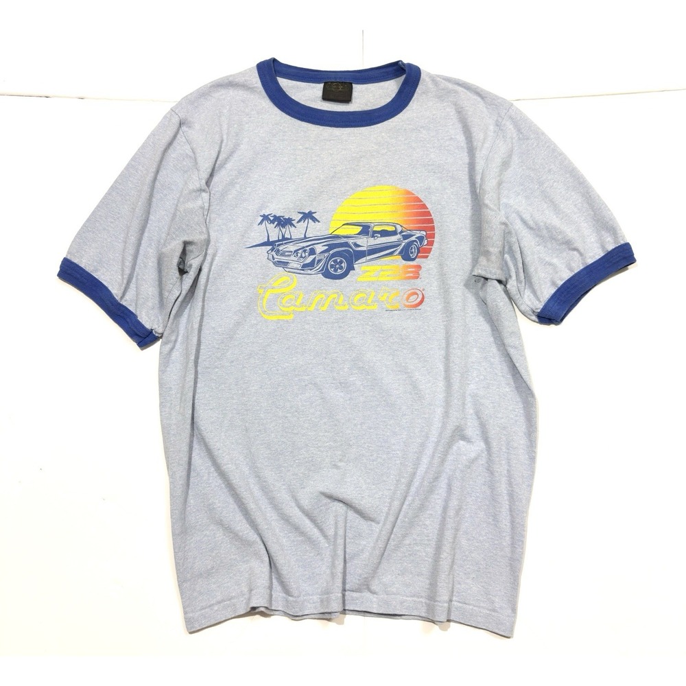 True VTG 70s 80s Camaro Z28 Chevrolet Racing Cars Ringer Tee Shirt Size M USA